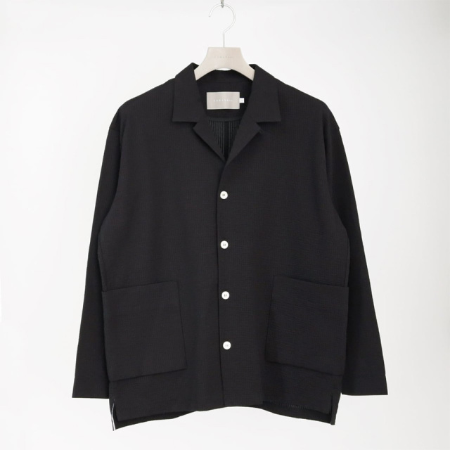 CURLY / CURLY& Co. (カーリー) 251-230411 [ SEERSUCKER SHIRT JACKET ] シアサッカージャージー シアサッカーシャツジャケット (KHAKI) (BLACK)