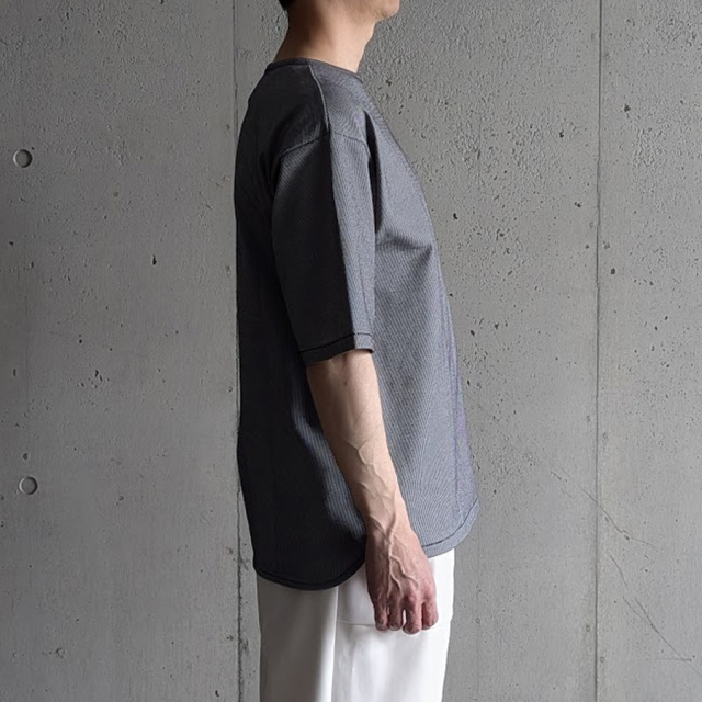 CURLY / CURLY& Co. (カーリー) 261-110414 [ STRIPE SURFKNIT BOAT-NECK TEE ] ストライプサーフニット ボートネックtシャツ (BLUE) (BLACK)