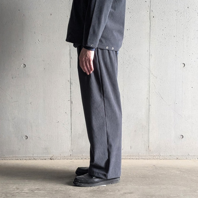CURLY / CURLY& Co. (カーリー) 263-761015 [ TRICOT CORDUROY PANTS ] トリコットコーデュロイ イージーワイドパンツ (BLACK)  (CADET BLUE) 