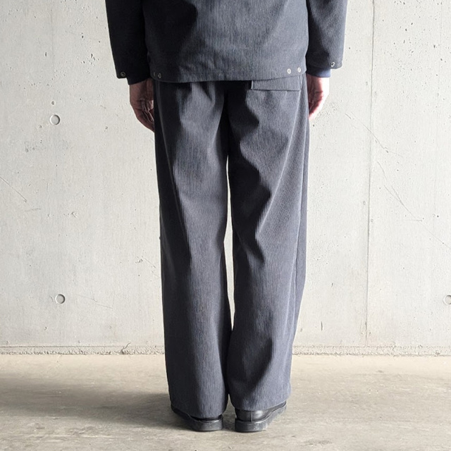 CURLY / CURLY& Co. (カーリー) 263-761015 [ TRICOT CORDUROY PANTS ] トリコットコーデュロイ イージーワイドパンツ (BLACK)  (CADET BLUE) 