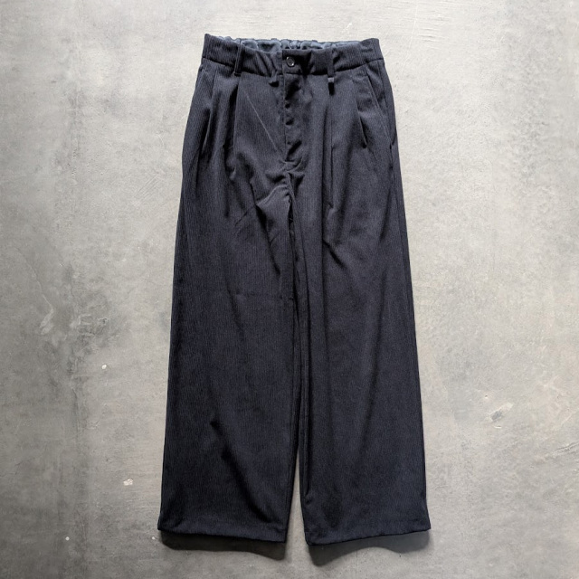 CURLY / CURLY& Co. (カーリー) 263-761015 [ TRICOT CORDUROY PANTS ] トリコットコーデュロイ イージーワイドパンツ (BLACK)  (CADET BLUE) 