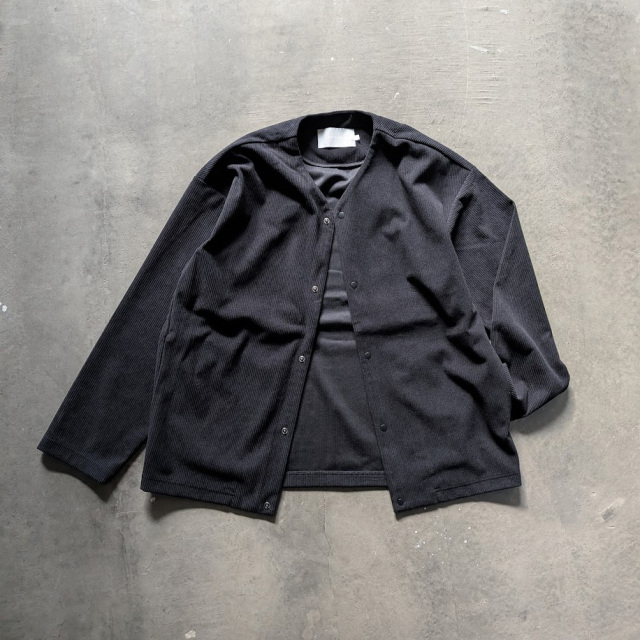 CURLY / CURLY& Co. (カーリー) 263-230922 [ TRICOT CORDUROY SNAP BUTTON CARDIE ] トリコットコーデュロイスナップボタンカーディー (BLACK) (CADET BLUE)
