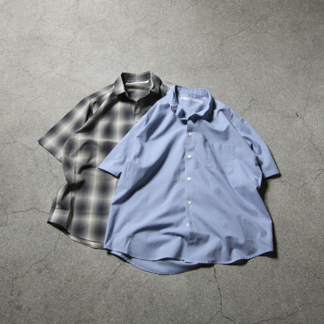EEL PRODUCTS (イール/イールプロダクツ) E-25406B [コンカラシャツ 1/2] オーバーサイズド S/S シャツ (BLACK CHECK)