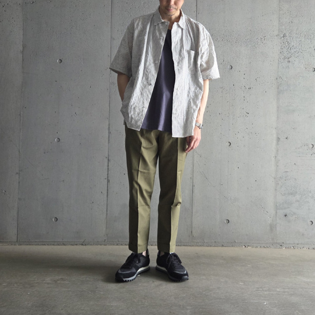 EEL PRODUCTS (イール/イールプロダクツ)  E-25410A [花火シャツ]  チェック 半袖 オープンカラー シャツ (WHITE /BLACK CHECK)