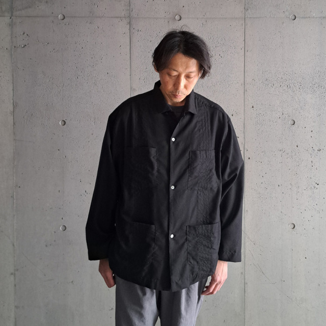 EEL PRODUCTS (イール プロダクツ) E-25102 [ MARCHING SHIRTS / マーチングシャツ]  オープンカラーシャツジャケット (BLACK)