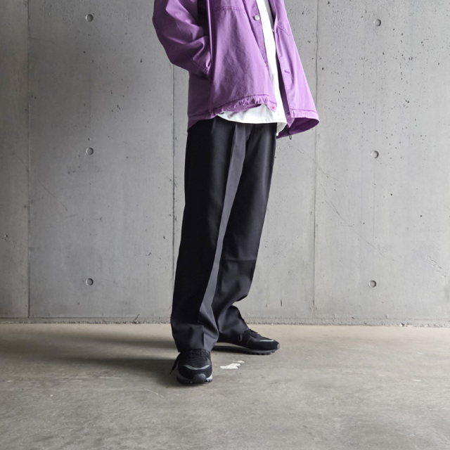 FANTASTICDAYS （ファンタスティックデイズ） [ 2P WIDE-M ] ポリエステルウールツイル ワイド2プリーツ ワイド スラックス (BLACK)