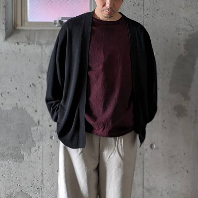 KLASICA (クラシカ) [HAZE] LOOSE FIT HAND DYED TEE / KYOTO SOME IPPEI HAND CRAFT DYE / クルーネック　ハンドクラフトダイ S/S Tシャツ (DARK RED) (FADE GREIGE)