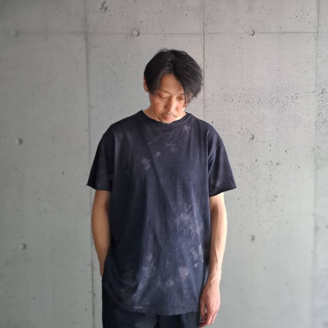 KLASICA (クラシカ) [HAZE] LOOSE FIT HAND DYED TEE / KYOTO SOME IPPEI HAND CRAFT DYE / クルーネック　ハンドクラフトダイ S/S Tシャツ (DARK RED) (FADE GREIGE)