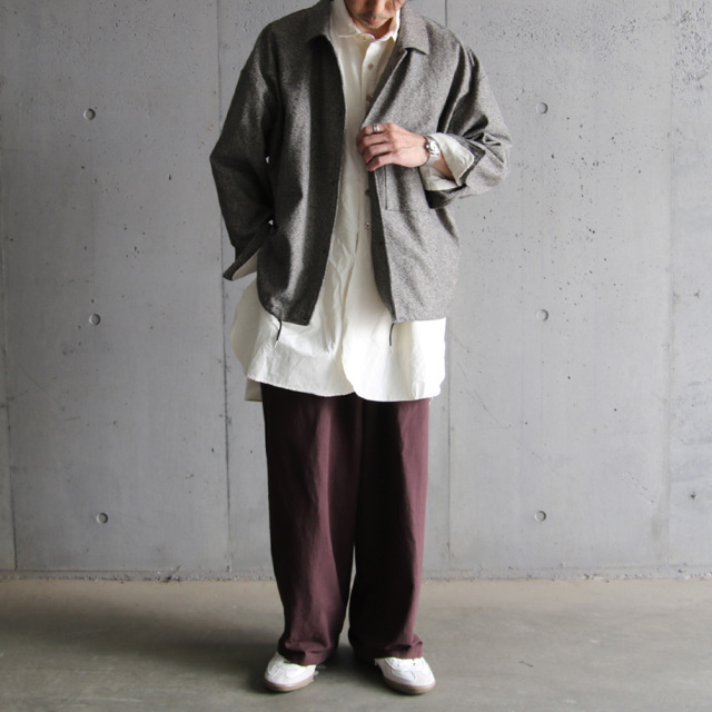 KLASICA (クラシカ) [SH-039 CS] SHORT COLLAR OVER SIZED SHIRTS (SILK NEP CLOTH)/ シルクネップクロス ショートカラー オーバーサイズ ロングシャツ (ECRU)