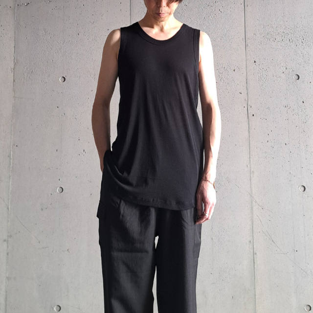 KLASICA (クラシカ) [SUD]  / 60/1 HIGH TWISETED DRY COTTON FRAISE / STANDARD TANK TOP (CHARCOAL) (BLACK)
/ スタンダードタンクトップ
