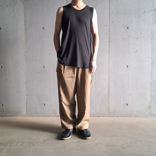 KLASICA (クラシカ) [SUD]  / 60/1 HIGH TWISETED DRY COTTON FRAISE / STANDARD TANK TOP (CHARCOAL) (BLACK)
/ スタンダードタンクトップ