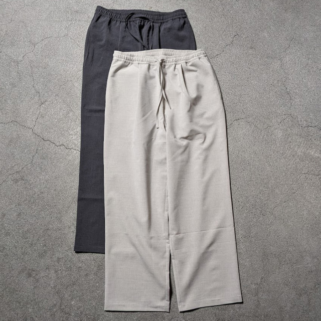 LAMOND (ラモンド) [LM-P-101-UM] LAMOND - NEW SEMI WIDE SHARI PANTS  /シャリパンツ (CHAMBRAY BLACK) (ASH GRAY)