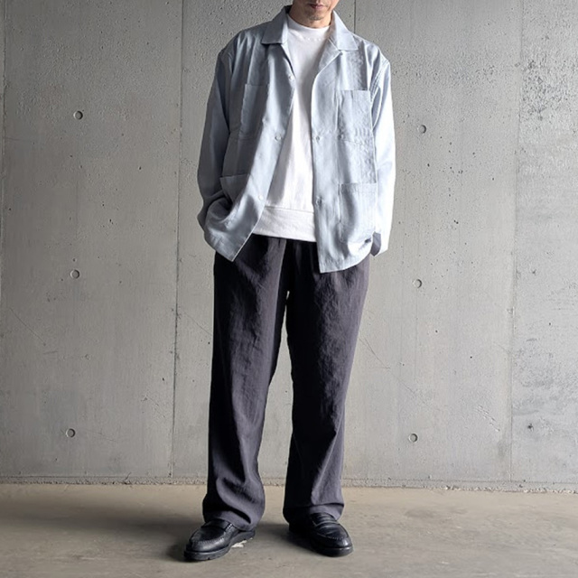 LAMOND (ラモンド) [LM-P-101-UM] LAMOND - NEW SEMI WIDE SHARI PANTS  /シャリパンツ (CHAMBRAY BLACK) (ASH GRAY)