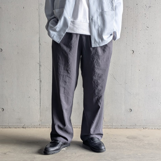 LAMOND (ラモンド) [LM-P-101-UM] LAMOND - NEW SEMI WIDE SHARI PANTS  /シャリパンツ (CHAMBRAY BLACK) (ASH GRAY)