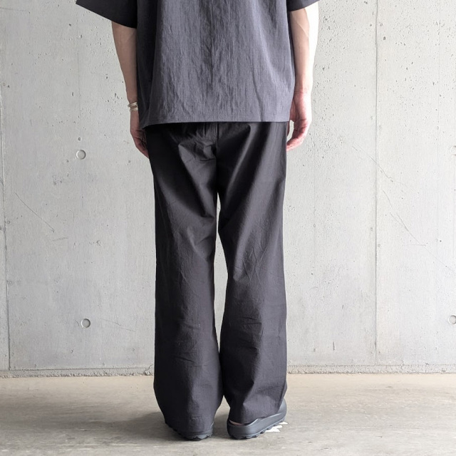 LM-P-130-LI [Organic Cotton Linen Center Seam 3 Tuck Pants] オーガニックコットン×リネン センターシーム 3タックイージーパンツ (BLACK)