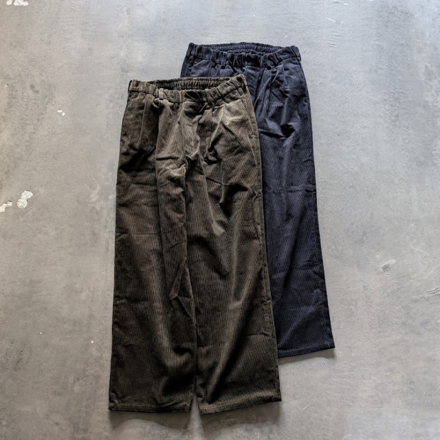LM-P-137-CDY [Corduroy Standard Wide Pants] コーデュロイスタンダードワイドイージーパンツ (BLACK) (DARK MOSS)