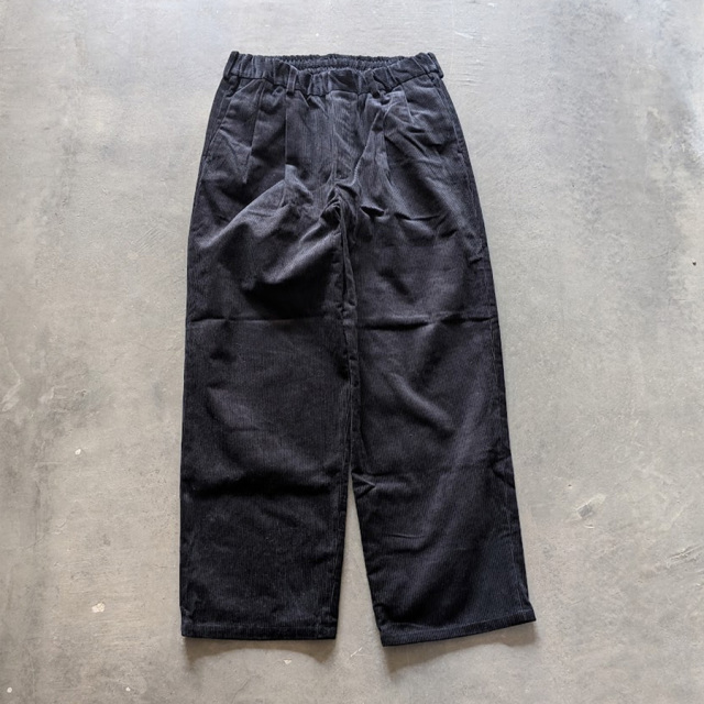 LM-P-137-CDY [Corduroy Standard Wide Pants] コーデュロイスタンダードワイドイージーパンツ (BLACK) (DARK MOSS)