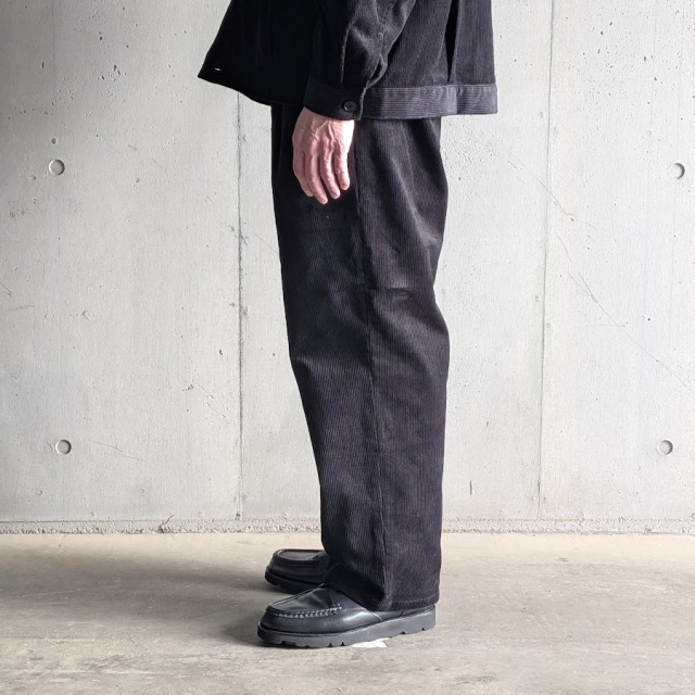 LM-P-137-CDY [Corduroy Standard Wide Pants] コーデュロイスタンダードワイドイージーパンツ (BLACK) (DARK MOSS)