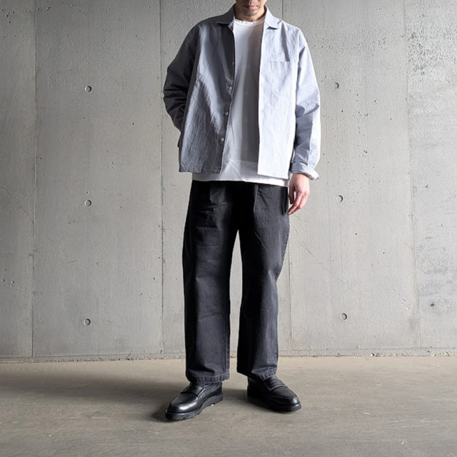 LAMOND (ラモンド) LM-S-097-LI [ COTTON/LINEN WASHER JACKET ] コットン/リネン ワッシャー シャツ ジャケット (SUMIKURO) (SAX GRAY)