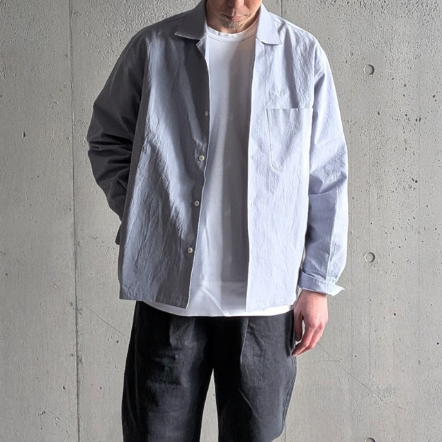 LAMOND (ラモンド) LM-S-097-LI [ COTTON/LINEN WASHER JACKET ] コットン/リネン ワッシャー シャツ ジャケット (SUMIKURO) (SAX GRAY)