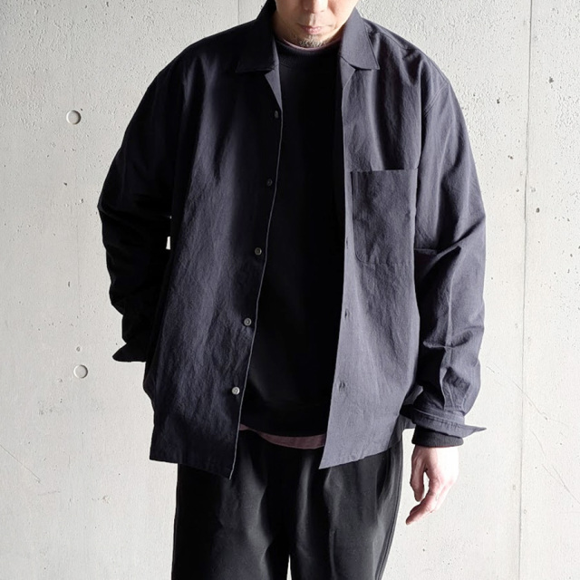 LAMOND (ラモンド) LM-S-097-LI [ COTTON/LINEN WASHER JACKET ] コットン/リネン ワッシャー シャツ ジャケット (SUMIKURO) (SAX GRAY)