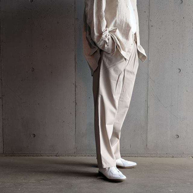 LAMOND (ラモンド) LM-P-137 TWI [ORGANIC COTTON HIGH TWIST STANDARD WIDE PANTS] オーガニックコットン ハイツイスト ワイドイージーパンツ (ECRU)
