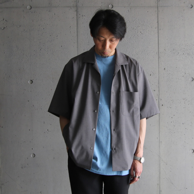 LAMOND (ラモンド) LM-S-083 [SHARI SHIRTS] オープンカラー S/S シャツ  (BLACK) (CHARCOAL)