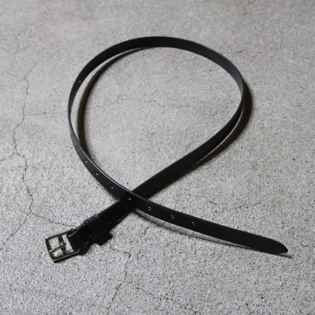  Martin Faizey (マーティン フェイジ―) ［0.75inc STIRRUP BELT NICKEL］BRIDLE LEATHER BELT  ブライドルレザーベルト (BLACK /SILVER BUCKLE) MADE IN ENGLAND 