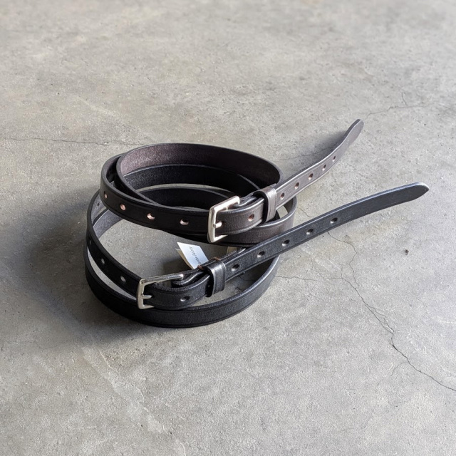  Martin Faizey (マーティン フェイジ―) ［0.75inc STIRRUP BELT NICKEL］BRIDLE LEATHER BELT  ブライドルレザーベルト (BLACK /SILVER BUCKLE) MADE IN ENGLAND 
