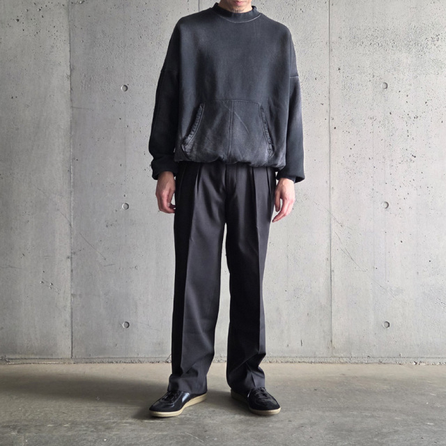 　MOOJIMOOJI ( ムージームージー ) MOO-25F-2 [OVERSIZE KANGAROO POCKET CREW AGED] クルーネック カンガルーポケット クルーネック スウェット (PURPLE) (NAVY) (BLACK) 