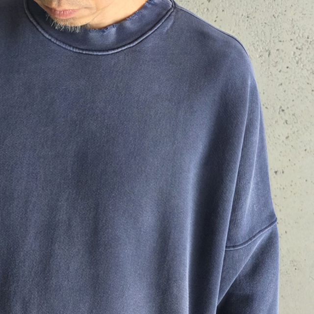 　MOOJIMOOJI ( ムージームージー ) MOO-25F-2 [OVERSIZE KANGAROO POCKET CREW AGED] クルーネック カンガルーポケット クルーネック スウェット (PURPLE) (NAVY) (BLACK) 