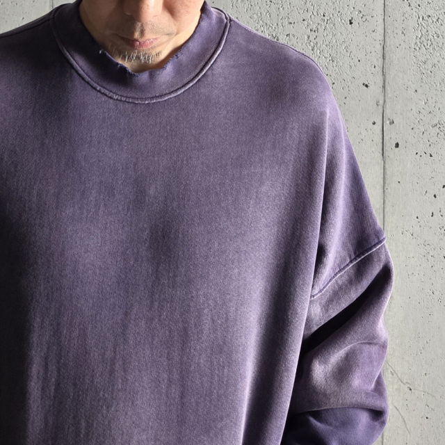 　MOOJIMOOJI ( ムージームージー ) MOO-25F-2 [OVERSIZE KANGAROO POCKET CREW AGED] クルーネック カンガルーポケット クルーネック スウェット (PURPLE) (NAVY) (BLACK) 