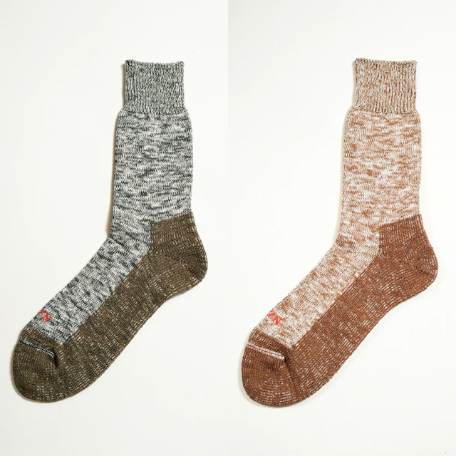 NIGEL  CABOURN (ナイジェルケーボン)  [MAINE LINE] 80510069001 [TWO TONE SOCKS] ツートンソックス (DARK BROWN) (DARK GREEN)
