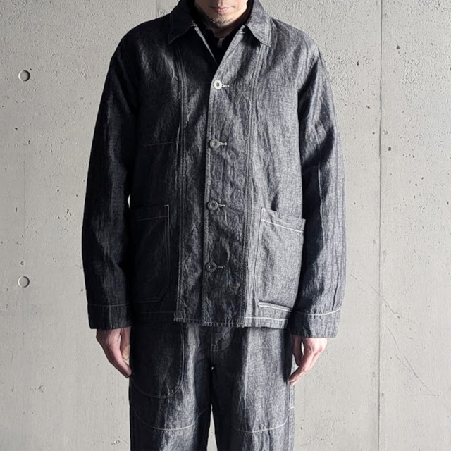 NIGEL  CABOURN (ナイジェルケーボン)  [LYBRO (ライブロ)] 80521380020 [JK03-02 CHORE JACKET - LINEN DENIM] チョアジャケット - リネンデニム (INDIGO)
