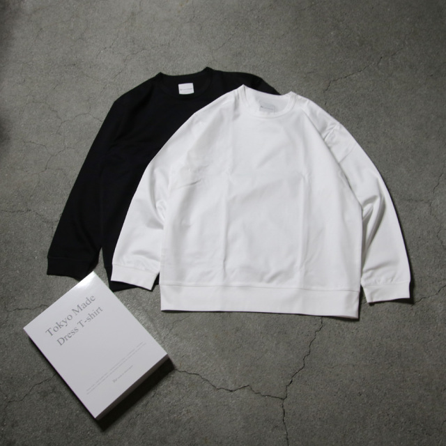 Re made in tokyo japan (アールイーメイドイントウキョウジャパン) 5024A-CT [Tokyo Made Wide Dress T-shirt (Long sleeve)]ワイド ドレスTシャツ L/S T (WHITE)  (BLACK) 