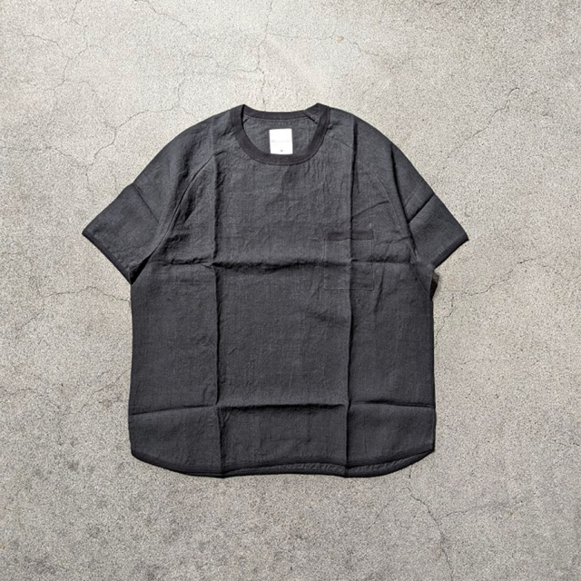Re made in tokyo japan (アールイーメイドイントウキョウジャパン)  No7919S-CT [ French Linen T-shirt ] フレンチリネン ポケTEE (ECRU)(BLACK)(SAX)(YELLOW) (BURGUNDY)