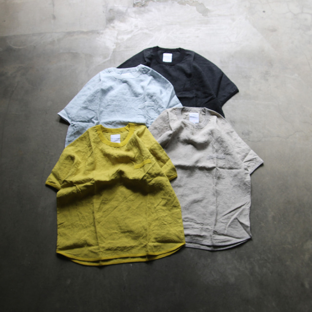 Re made in tokyo japan (アールイーメイドイントウキョウジャパン)  No7919S-CT [ French Linen T-shirt ] フレンチリネン ポケTEE (4COLOUR) 