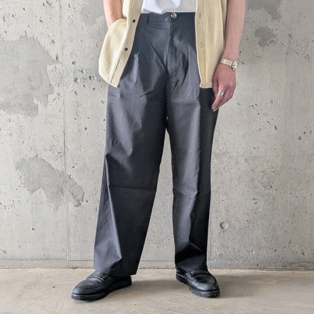 Re made in tokyo japan (アールイーメイドイントウキョウジャパン) 3825S-BT [ Ramie Solotex Twill Tuck Wide PTS ] ラミーソロテックスツイル タックワイドパンツ (BLACK)(NAVY)(BEIGE) 