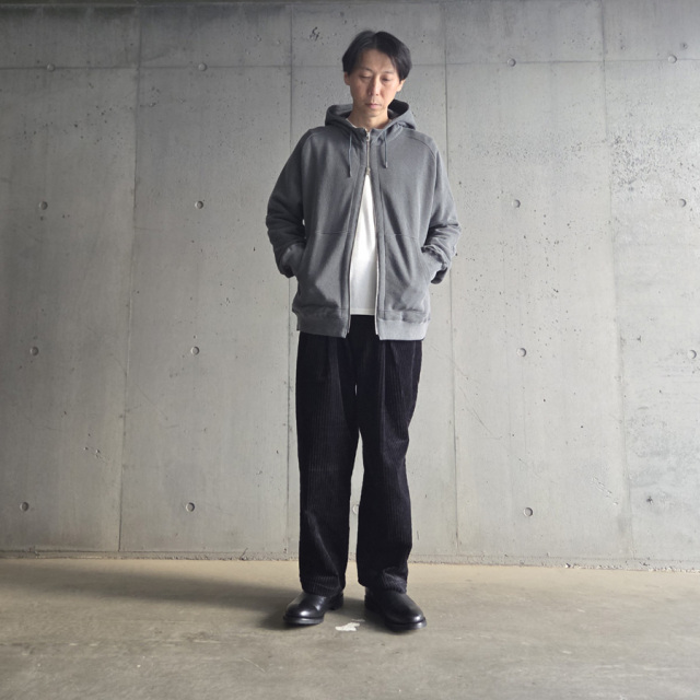 RE MADE IN TOKYO JAPAN (アールイーメイドイントウキョウジャパン) 08025A-CT [Vintetage Sweat Elbow Patch Parka] フルジップパーカー(CHARCOAL)