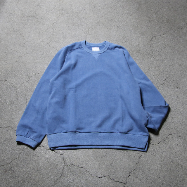 RE MADE IN TOKYO JAPAN (アールイーメイドイントウキョウジャパン) 08125A-CT [Vintetage Sweat Elbow Patch Ttainer] ヴィンテージ スウェット エルボーパッチ クルーネック プルオーバー(SAX) (CHARCOAL) 