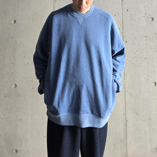 RE MADE IN TOKYO JAPAN (アールイーメイドイントウキョウジャパン) 08125A-CT [Vintetage Sweat Elbow Patch Ttainer] ヴィンテージ スウェット エルボーパッチ クルーネック プルオーバー(SAX) (CHARCOAL) 