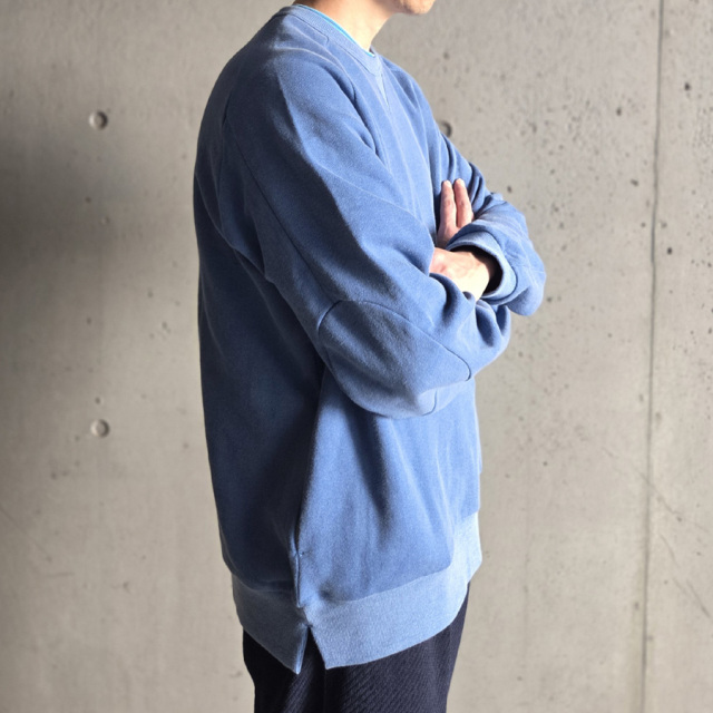 RE MADE IN TOKYO JAPAN (アールイーメイドイントウキョウジャパン) 08125A-CT [Vintetage Sweat Elbow Patch Ttainer] ヴィンテージ スウェット エルボーパッチ クルーネック プルオーバー(SAX) (CHARCOAL) 