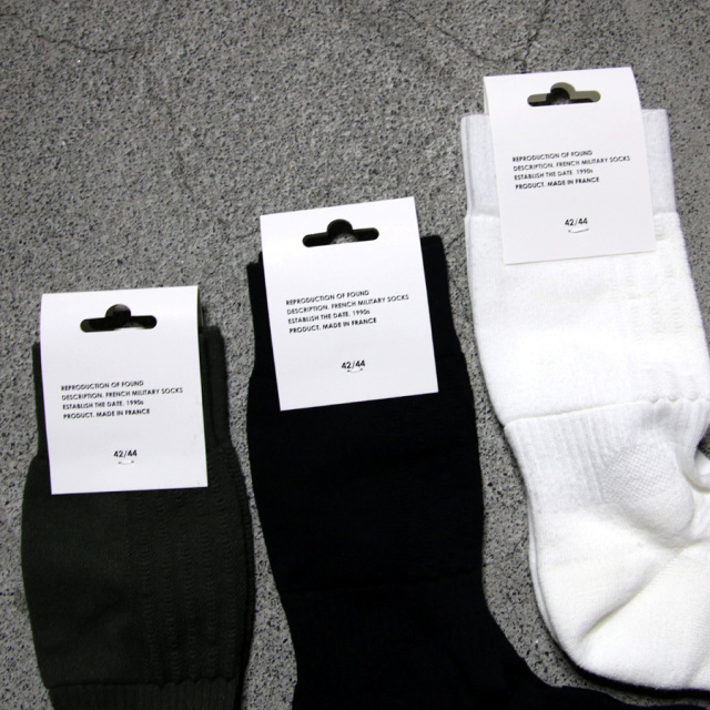 REPRODUCTION OF FOUND(リプロダクションオブファウンド) [ FRENCH MILITARY SOCKS ] フレンチミリタリーソックス (BLACK) (WHITE) (OLIVE) ユニセックス / シーズンレスで着用可