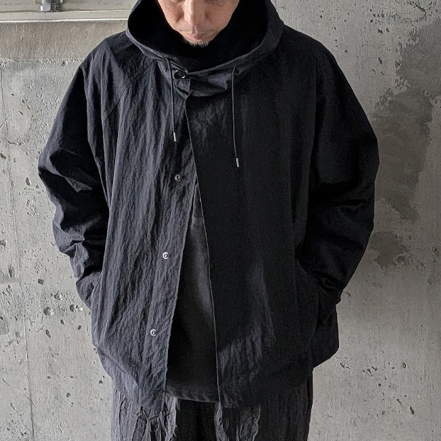 STILL BY HAND (スティルバイハンド) [BL03263]  CRISPY HOODED BLOUSON / フーデッドブルゾン (BLACK)