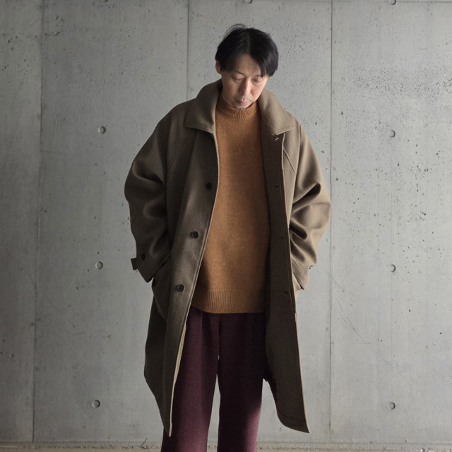STILL BY HAND (スティルバイハンド)  [ CO03253 ] W/N balcollar coat ウールナイロン バルカラーコート (KHAKI BEIGE) (BLACK NAVY)