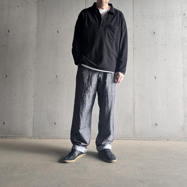 STILL BY HAND (スティルバイハンド)  [ CS08261 ] Moss stitch skipper shirt モスステッチ スキッパーシャツ (BLACK)