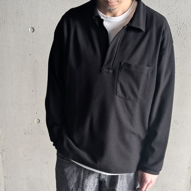 STILL BY HAND (スティルバイハンド)  [ CS08261 ] Moss stitch skipper shirt モスステッチ スキッパーシャツ (BLACK)