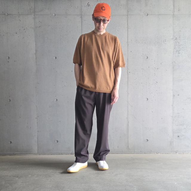 STILL BY HAND (スティルバイハンド)  [ KN01252 ] Linen/Cotton Knit Tee リネンコットン ニットTEE (BRICK) (GRAY CHARCOAL)