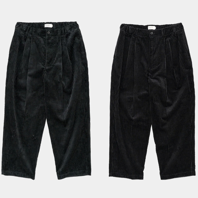 STILL BY HAND (スティルバイハンド)  [ PT05254 ] 3.5W Corduroy 2Tuck Pants / 3.5WALE(ウェル) コーデュロイ2タックパンツ (BLACK) (BLUE CHARCOAL)