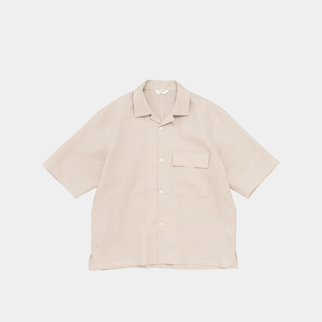 STILL BY HAND (スティルバイハンド)  [ SH03252 ] French Linen Open Collar Shirts フレンチリネン オープンカラーシャツ (ECRU) (BLACK)